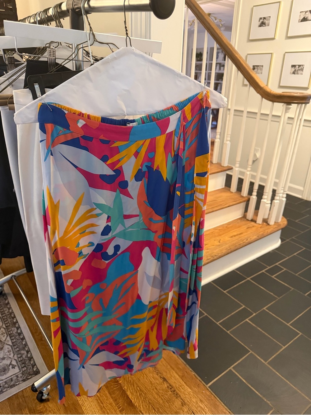 J. Crew Multicolor Tropical Print Midi Skirt